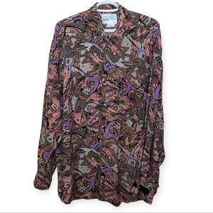 Vintage Napoleon by Natasha 80s 90s Button Down Maximalism  Print Top Woman XXL